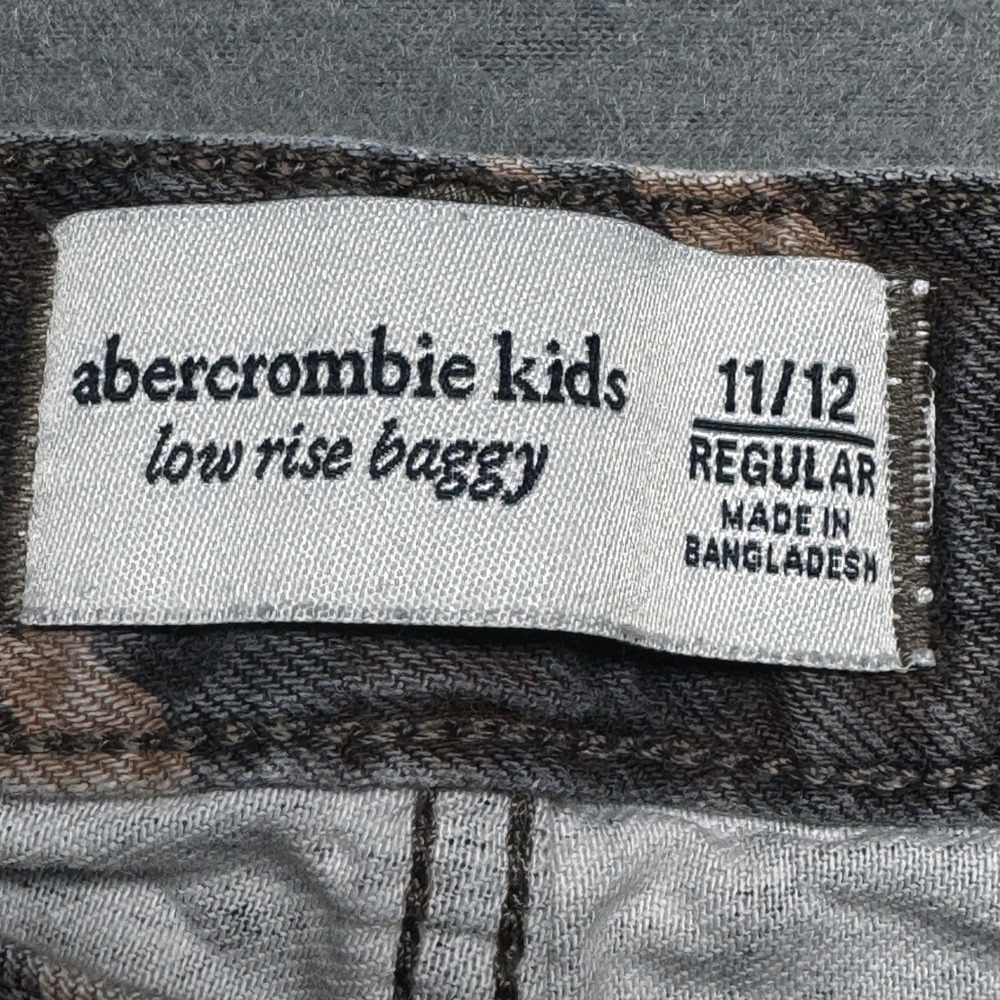 Abercrombie Kids Low Rise Baggy Jeans 11/12 Regular Camo Print Wide Leg Brown - Picture 5 of 9